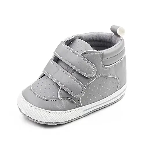 Sekantrol Baby Boys Girls First Walker Crib Newborn Shoes, Soft Rubber Sole Infant Sneakers Fashion High-Top Non-Slip Toddler Dress Moccasins Shoes - 1