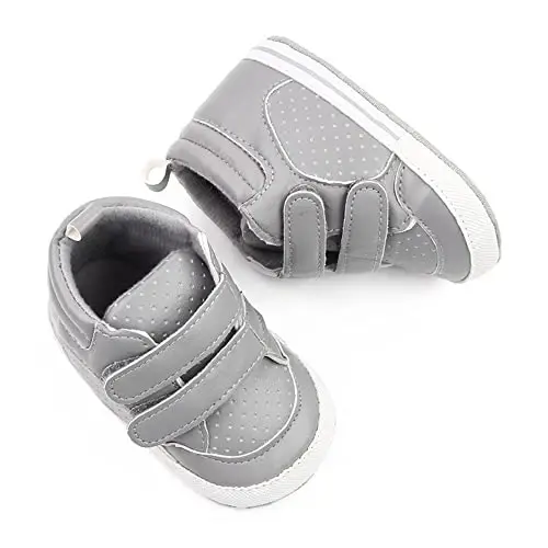 Sekantrol Baby Boys Girls First Walker Crib Newborn Shoes, Soft Rubber Sole Infant Sneakers Fashion High-Top Non-Slip Toddler Dress Moccasins Shoes - 4
