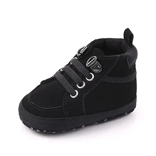 Sekantrol Baby Boys Girls First Walker Crib Newborn Shoes, Soft Rubber Sole Infant Sneakers Fashion High-Top Non-Slip Toddler Dress Moccasins Shoes - 1
