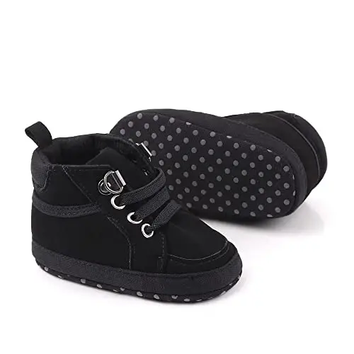 Sekantrol Baby Boys Girls First Walker Crib Newborn Shoes, Soft Rubber Sole Infant Sneakers Fashion High-Top Non-Slip Toddler Dress Moccasins Shoes - 2