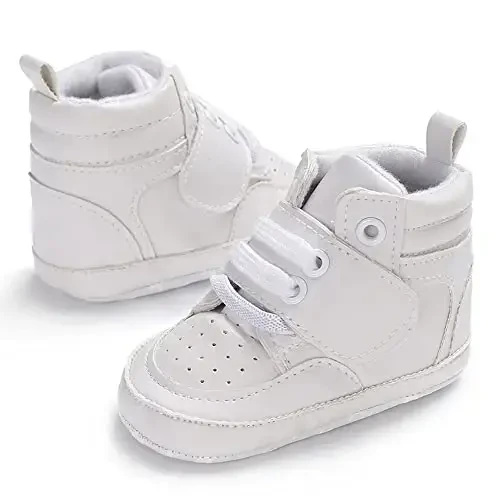 Sekantrol Baby Boys Girls First Walker Crib Newborn Shoes, Soft Rubber Sole Infant Sneakers Fashion High-Top Non-Slip Toddler Dress Moccasins Shoes - 2