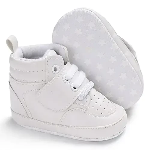 Sekantrol Baby Boys Girls First Walker Crib Newborn Shoes, Soft Rubber Sole Infant Sneakers Fashion High-Top Non-Slip Toddler Dress Moccasins Shoes - 3