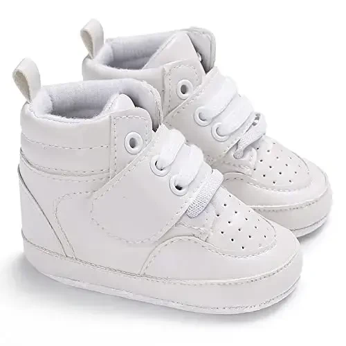Sekantrol Baby Boys Girls First Walker Crib Newborn Shoes, Soft Rubber Sole Infant Sneakers Fashion High-Top Non-Slip Toddler Dress Moccasins Shoes - 4