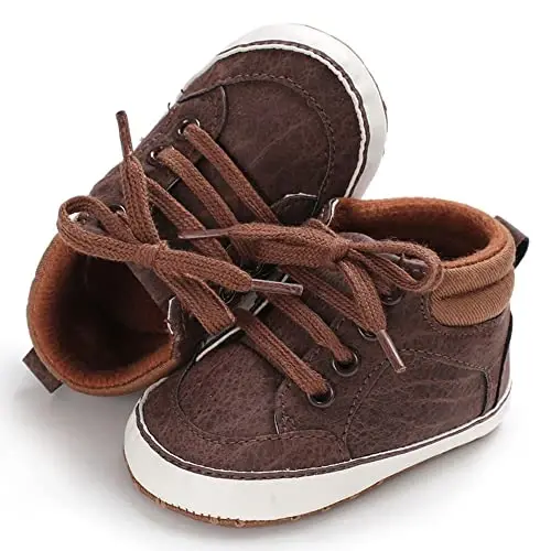 Sekantrol Baby Boys Girls First Walker Crib Newborn Shoes, Soft Rubber Sole Infant Sneakers Fashion High-Top Non-Slip Toddler Dress Moccasins Shoes - 6
