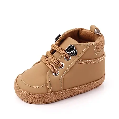 Sekantrol Baby Boys Girls First Walker Crib Newborn Shoes, Soft Rubber Sole Infant Sneakers Fashion High-Top Non-Slip Toddler Dress Moccasins Shoes 