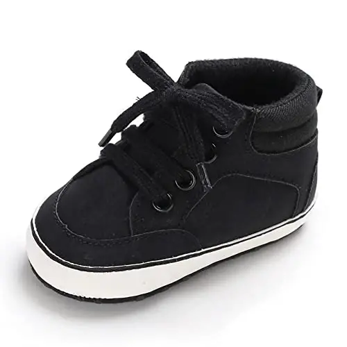 Sekantrol Baby Boys Girls First Walker Crib Newborn Shoes, Soft Rubber Sole Infant Sneakers Fashion High-Top Non-Slip Toddler Dress Moccasins Shoes 