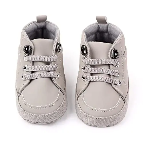 Sekantrol Baby Boys Girls First Walker Crib Newborn Shoes, Soft Rubber Sole Infant Sneakers Fashion High-Top Non-Slip Toddler Dress Moccasins Shoes - 5