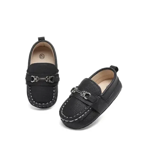 Sekantrol Baby Girls Boys Shoes,Infant Toddler Soft Sole Non Slip Flat Lazy Cute Loafers,Unisex Casual Oxford Dress Shoes - 1