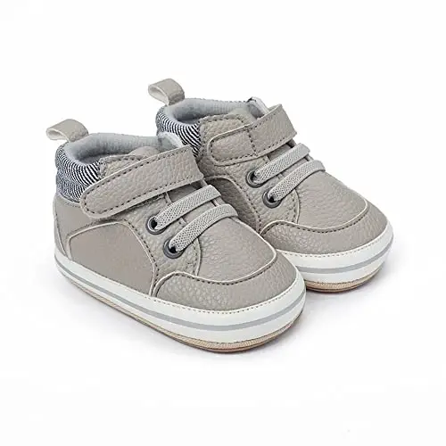 Sekantrol Baby Boys Girls First Walker Crib Newborn Shoes, Soft Rubber Sole Infant Sneakers Fashion High-Top Non-Slip Toddler Dress Moccasins Shoes - 2