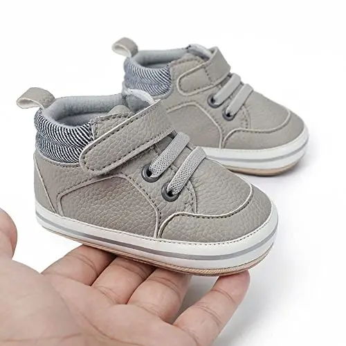 Sekantrol Baby Boys Girls First Walker Crib Newborn Shoes, Soft Rubber Sole Infant Sneakers Fashion High-Top Non-Slip Toddler Dress Moccasins Shoes - 5