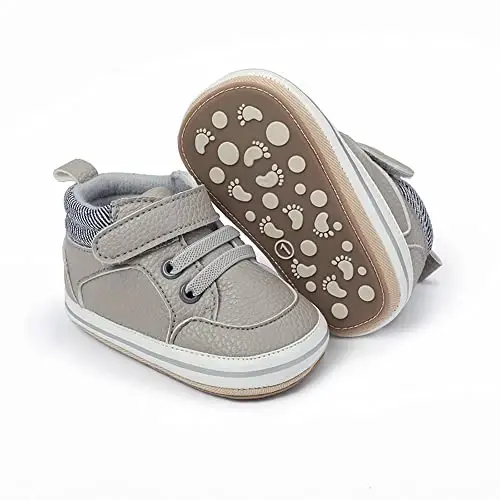 Sekantrol Baby Boys Girls First Walker Crib Newborn Shoes, Soft Rubber Sole Infant Sneakers Fashion High-Top Non-Slip Toddler Dress Moccasins Shoes - 6