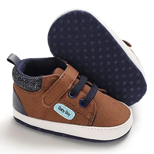 Sekantrol Baby Boys Girls First Walker Crib Newborn Shoes, Soft Rubber Sole Infant Sneakers Fashion High-Top Non-Slip Toddler Dress Moccasins Shoes - 2