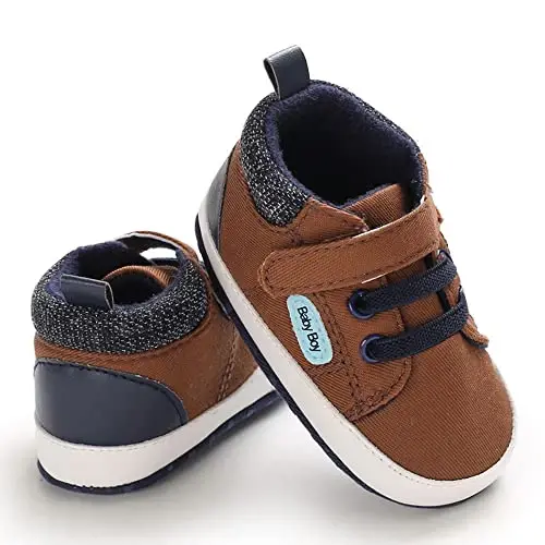 Sekantrol Baby Boys Girls First Walker Crib Newborn Shoes, Soft Rubber Sole Infant Sneakers Fashion High-Top Non-Slip Toddler Dress Moccasins Shoes - 3