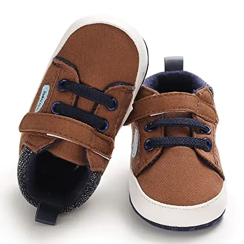Sekantrol Baby Boys Girls First Walker Crib Newborn Shoes, Soft Rubber Sole Infant Sneakers Fashion High-Top Non-Slip Toddler Dress Moccasins Shoes - 4