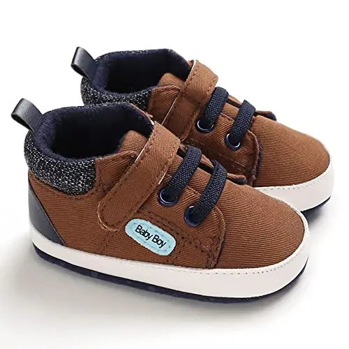 Sekantrol Baby Boys Girls First Walker Crib Newborn Shoes, Soft Rubber Sole Infant Sneakers Fashion High-Top Non-Slip Toddler Dress Moccasins Shoes - 5