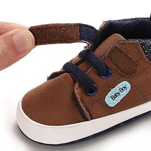 Sekantrol Baby Boys Girls First Walker Crib Newborn Shoes, Soft Rubber Sole Infant Sneakers Fashion High-Top Non-Slip Toddler Dress Moccasins Shoes - 6