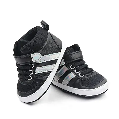 Sekantrol Baby Boys Girls First Walker Crib Newborn Shoes, Soft Rubber Sole Infant Sneakers Fashion High-Top Non-Slip Toddler Dress Moccasins Shoes - SEKANTROL (1)