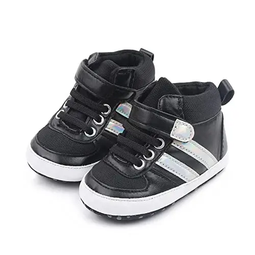 Sekantrol Baby Boys Girls First Walker Crib Newborn Shoes, Soft Rubber Sole Infant Sneakers Fashion High-Top Non-Slip Toddler Dress Moccasins Shoes - 3