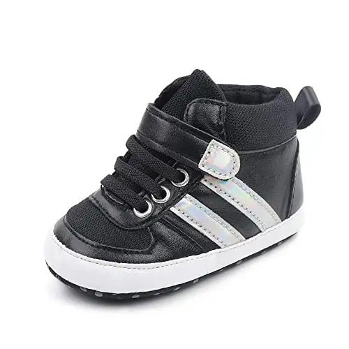 Sekantrol Baby Boys Girls First Walker Crib Newborn Shoes, Soft Rubber Sole Infant Sneakers Fashion High-Top Non-Slip Toddler Dress Moccasins Shoes - 4
