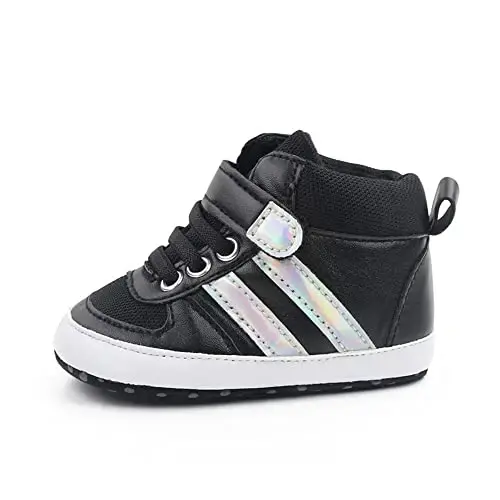 Sekantrol Baby Boys Girls First Walker Crib Newborn Shoes, Soft Rubber Sole Infant Sneakers Fashion High-Top Non-Slip Toddler Dress Moccasins Shoes - 5