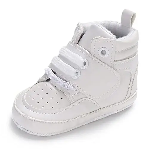 Sekantrol Baby Boys Girls First Walker Crib Newborn Shoes, Soft Rubber Sole Infant Sneakers Fashion High-Top Non-Slip Toddler Dress Moccasins Shoes - 1