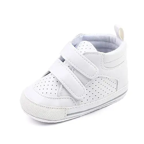 Sekantrol Baby Boys Girls First Walker Crib Newborn Shoes, Soft Rubber Sole Infant Sneakers Fashion High-Top Non-Slip Toddler Dress Moccasins Shoes - 1