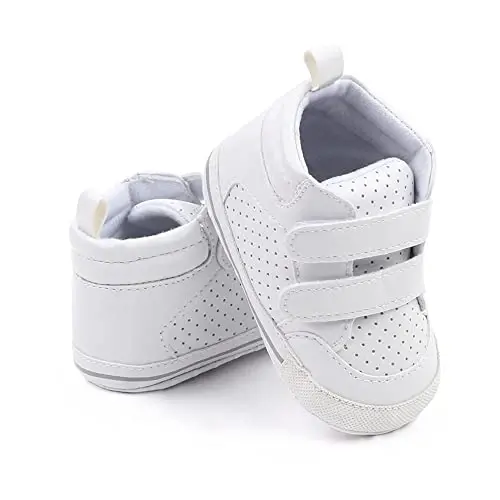 Sekantrol Baby Boys Girls First Walker Crib Newborn Shoes, Soft Rubber Sole Infant Sneakers Fashion High-Top Non-Slip Toddler Dress Moccasins Shoes - 4