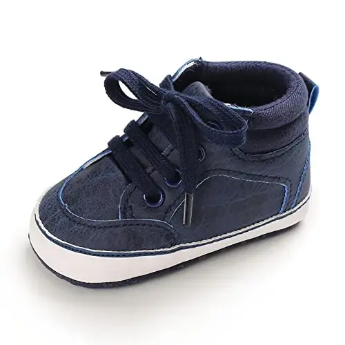 Sekantrol Baby Boys Girls First Walker Crib Newborn Shoes, Soft Rubber Sole Infant Sneakers Fashion High-Top Non-Slip Toddler Dress Moccasins Shoes - SEKANTROL