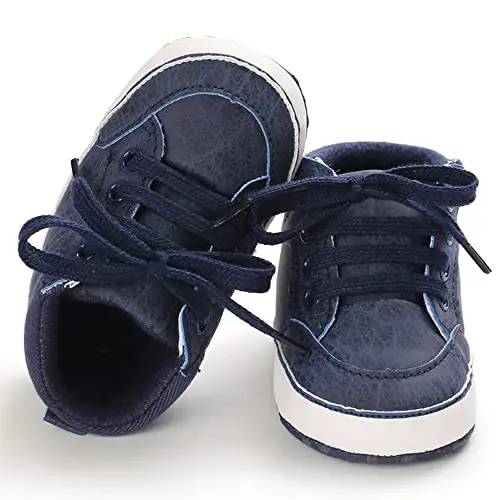 Sekantrol Baby Boys Girls First Walker Crib Newborn Shoes, Soft Rubber Sole Infant Sneakers Fashion High-Top Non-Slip Toddler Dress Moccasins Shoes - 3