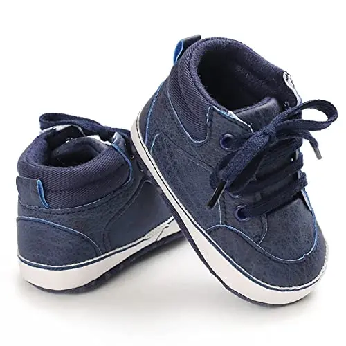 Sekantrol Baby Boys Girls First Walker Crib Newborn Shoes, Soft Rubber Sole Infant Sneakers Fashion High-Top Non-Slip Toddler Dress Moccasins Shoes - 4