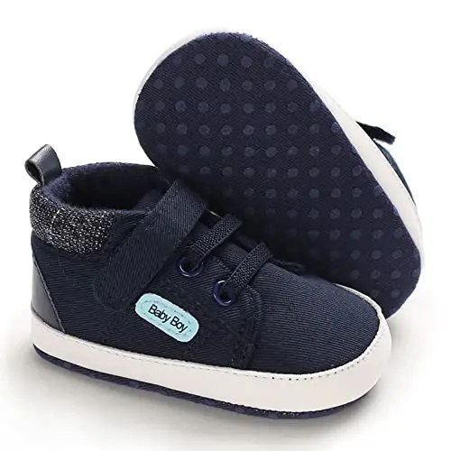 Sekantrol Baby Boys Girls First Walker Crib Newborn Shoes, Soft Rubber Sole Infant Sneakers Fashion High-Top Non-Slip Toddler Dress Moccasins Shoes - SEKANTROL (1)