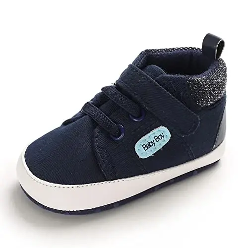 Sekantrol Baby Boys Girls First Walker Crib Newborn Shoes, Soft Rubber Sole Infant Sneakers Fashion High-Top Non-Slip Toddler Dress Moccasins Shoes - 1