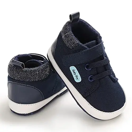 Sekantrol Baby Boys Girls First Walker Crib Newborn Shoes, Soft Rubber Sole Infant Sneakers Fashion High-Top Non-Slip Toddler Dress Moccasins Shoes - 3