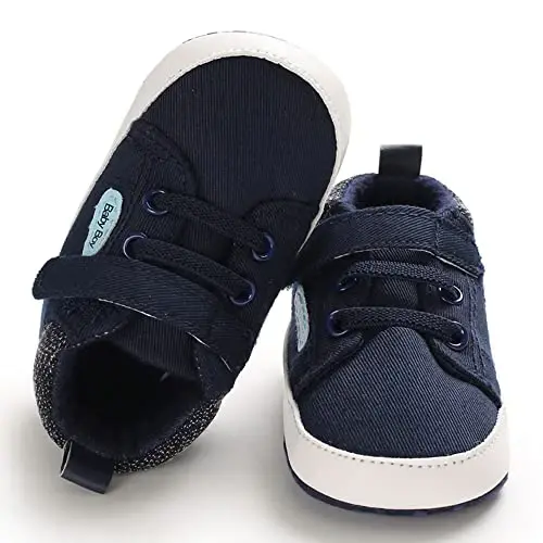Sekantrol Baby Boys Girls First Walker Crib Newborn Shoes, Soft Rubber Sole Infant Sneakers Fashion High-Top Non-Slip Toddler Dress Moccasins Shoes - 4