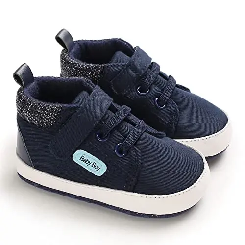 Sekantrol Baby Boys Girls First Walker Crib Newborn Shoes, Soft Rubber Sole Infant Sneakers Fashion High-Top Non-Slip Toddler Dress Moccasins Shoes - 6