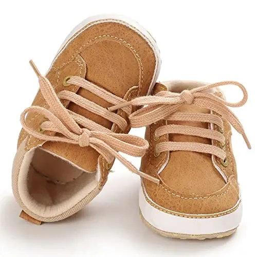 Sekantrol Baby Boys Girls First Walker Crib Newborn Shoes, Soft Rubber Sole Infant Sneakers Fashion High-Top Non-Slip Toddler Dress Moccasins Shoes - SEKANTROL (1)