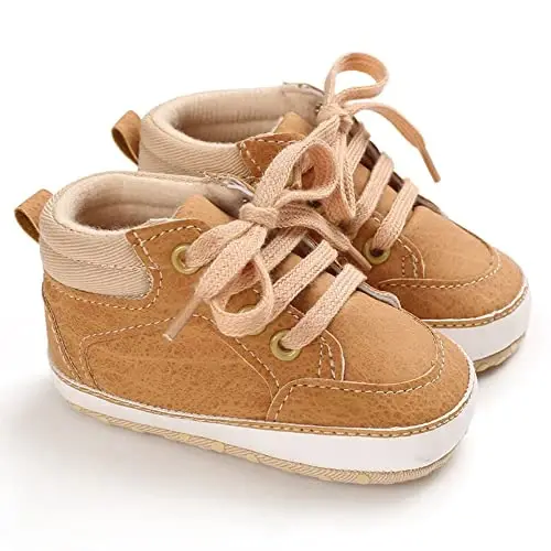 Sekantrol Baby Boys Girls First Walker Crib Newborn Shoes, Soft Rubber Sole Infant Sneakers Fashion High-Top Non-Slip Toddler Dress Moccasins Shoes - 5