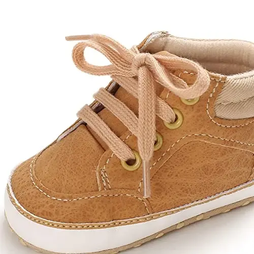 Sekantrol Baby Boys Girls First Walker Crib Newborn Shoes, Soft Rubber Sole Infant Sneakers Fashion High-Top Non-Slip Toddler Dress Moccasins Shoes - 6