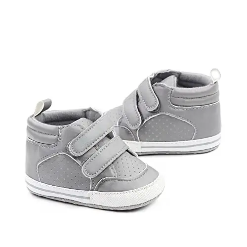 Sekantrol Baby Boys Girls First Walker Crib Newborn Shoes, Soft Rubber Sole Infant Sneakers Fashion High-Top Non-Slip Toddler Dress Moccasins Shoes - 2