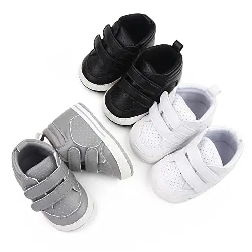 Sekantrol Baby Boys Girls First Walker Crib Newborn Shoes, Soft Rubber Sole Infant Sneakers Fashion High-Top Non-Slip Toddler Dress Moccasins Shoes - 6