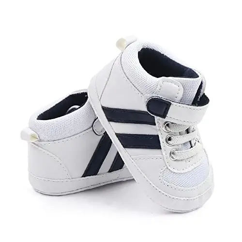 Sekantrol Baby Boys Girls First Walker Crib Newborn Shoes, Soft Rubber Sole Infant Sneakers Fashion High-Top Non-Slip Toddler Dress Moccasins Shoes - 4