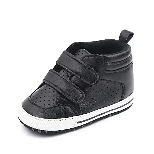 Sekantrol Baby Boys Girls First Walker Crib Newborn Shoes, Soft Rubber Sole Infant Sneakers Fashion High-Top Non-Slip Toddler Dress Moccasins Shoes - 1