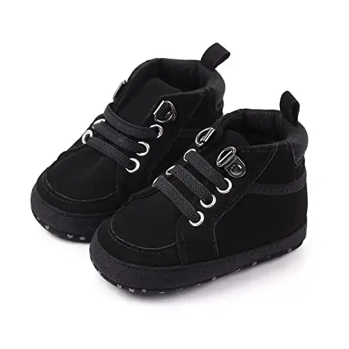 Sekantrol Baby Boys Girls First Walker Crib Newborn Shoes, Soft Rubber Sole Infant Sneakers Fashion High-Top Non-Slip Toddler Dress Moccasins Shoes - 4