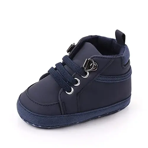 Sekantrol Baby Boys Girls First Walker Crib Newborn Shoes, Soft Rubber Sole Infant Sneakers Fashion High-Top Non-Slip Toddler Dress Moccasins Shoes - 1