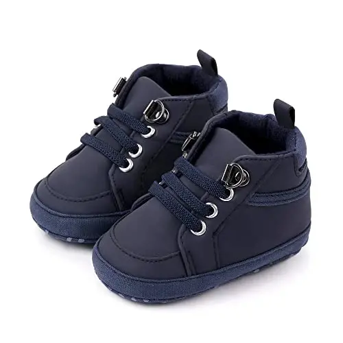 Sekantrol Baby Boys Girls First Walker Crib Newborn Shoes, Soft Rubber Sole Infant Sneakers Fashion High-Top Non-Slip Toddler Dress Moccasins Shoes - 2