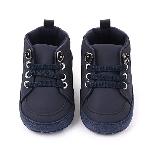 Sekantrol Baby Boys Girls First Walker Crib Newborn Shoes, Soft Rubber Sole Infant Sneakers Fashion High-Top Non-Slip Toddler Dress Moccasins Shoes - 4