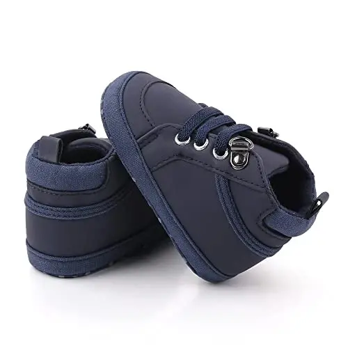 Sekantrol Baby Boys Girls First Walker Crib Newborn Shoes, Soft Rubber Sole Infant Sneakers Fashion High-Top Non-Slip Toddler Dress Moccasins Shoes - 5
