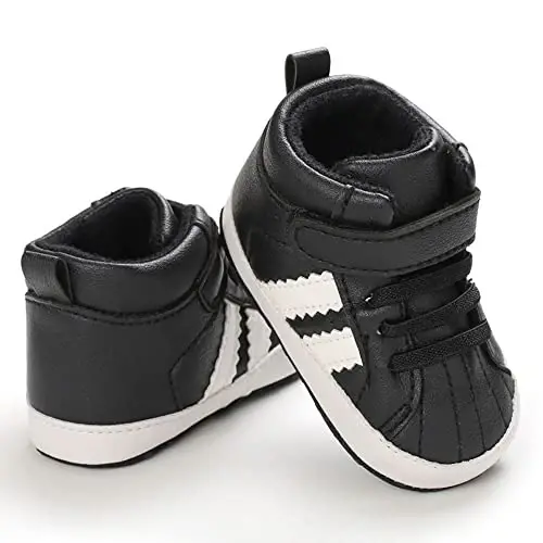 Sekantrol Baby Boys Girls First Walker Crib Newborn Shoes, Soft Rubber Sole Infant Sneakers Fashion High-Top Non-Slip Toddler Dress Moccasins Shoes - 3