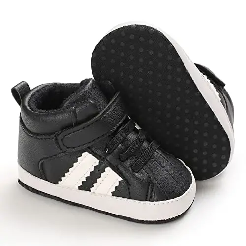 Sekantrol Baby Boys Girls First Walker Crib Newborn Shoes, Soft Rubber Sole Infant Sneakers Fashion High-Top Non-Slip Toddler Dress Moccasins Shoes - 5