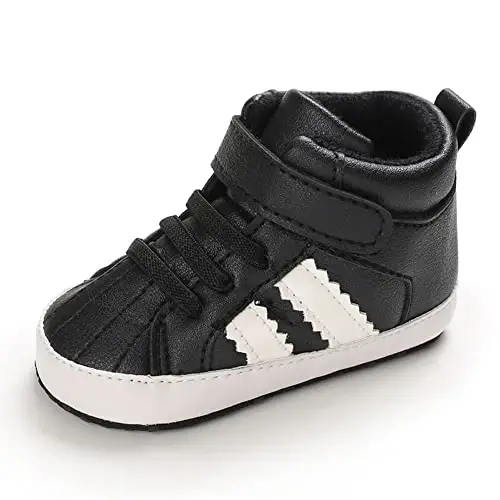 Sekantrol Baby Boys Girls First Walker Crib Newborn Shoes, Soft Rubber Sole Infant Sneakers Fashion High-Top Non-Slip Toddler Dress Moccasins Shoes 